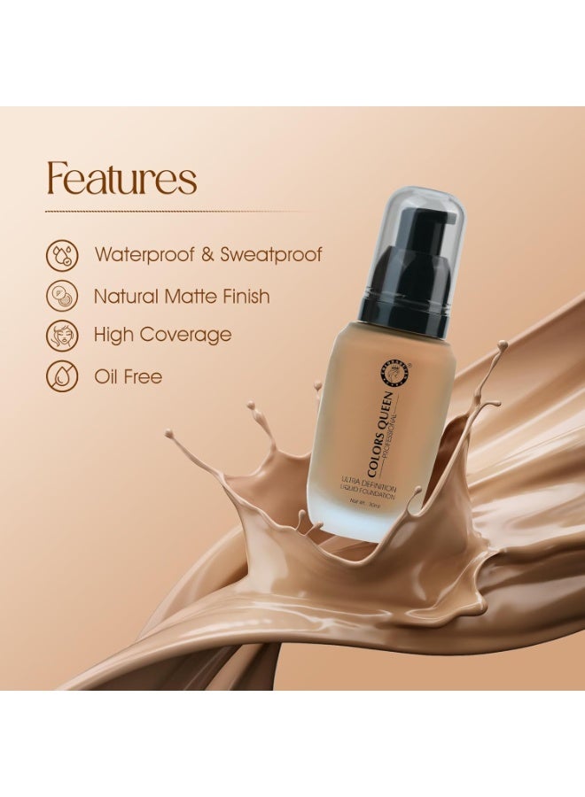 Colors Queen Ultra Definition Liquid Foundation | Lightweight & Long Lasting Full Coverage With Dewy Finish | Easy to Blend, Waterproof & Sweat Proof for Face Makeup (Parliness, 30ml) - Image 3